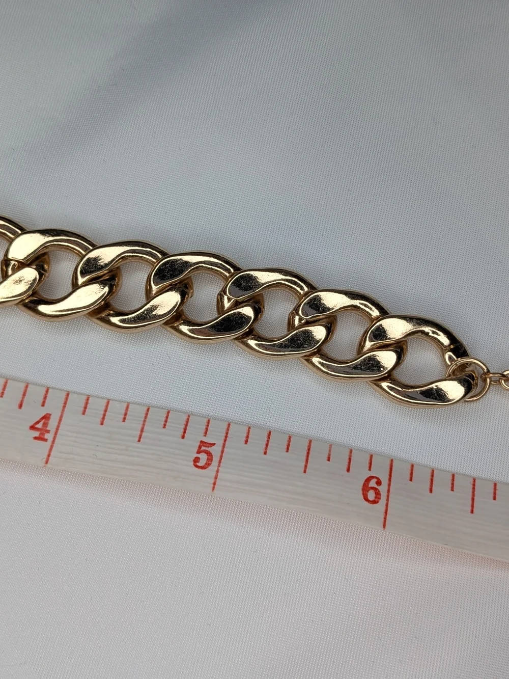 Gold Tone Chunky Chain Bracelet Curb Link Statement Adjustable Extension Bead